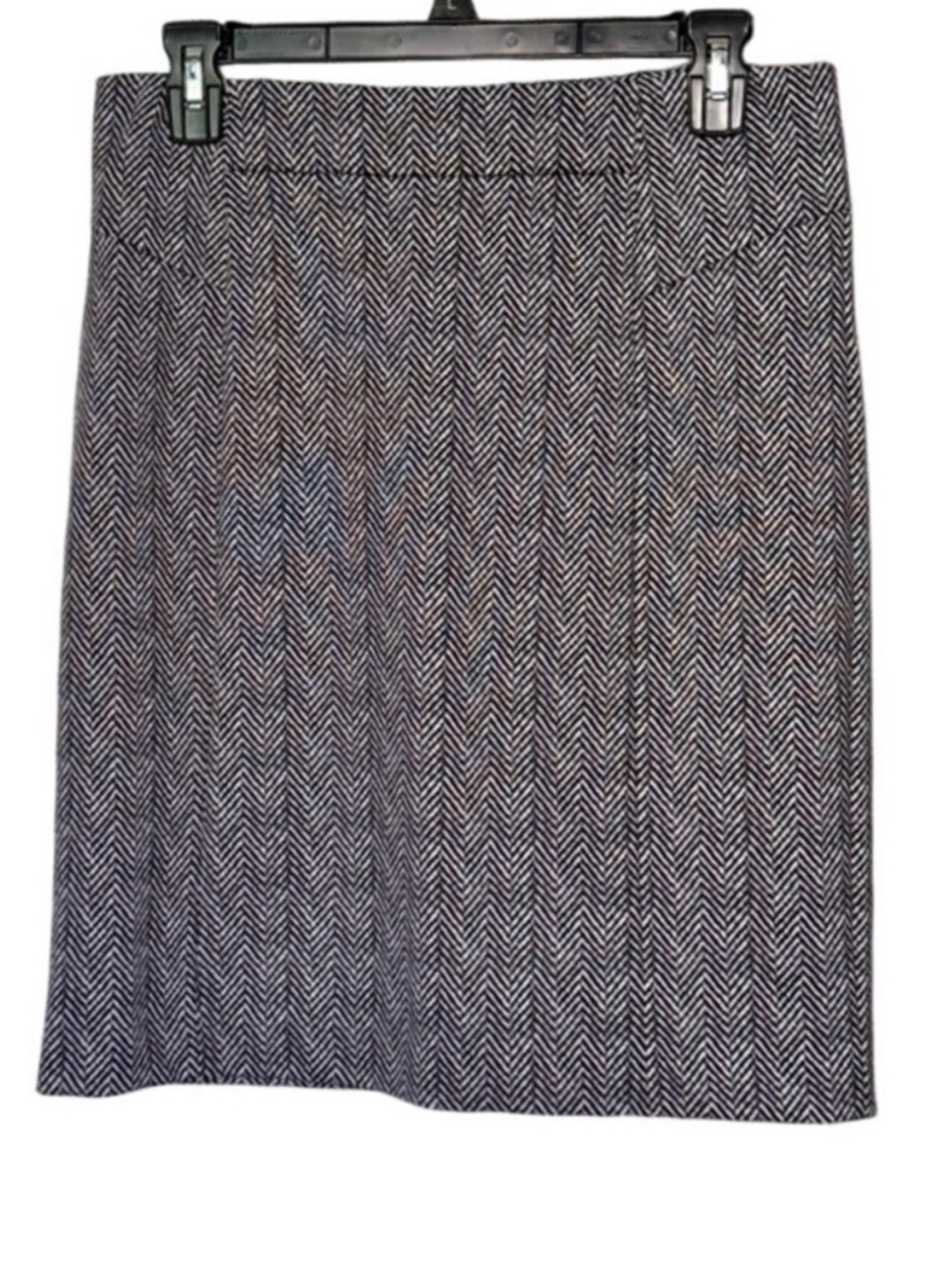 Michael Kors Pencil Skirt Black White Herringbone Gold Zipper Career Work Luxe 6